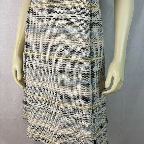 Tory Burch Blue Cream Sheath Midi Dress Bateau Neckline - Picture 6 of 14